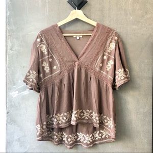 High-Low Embroidered Blouse